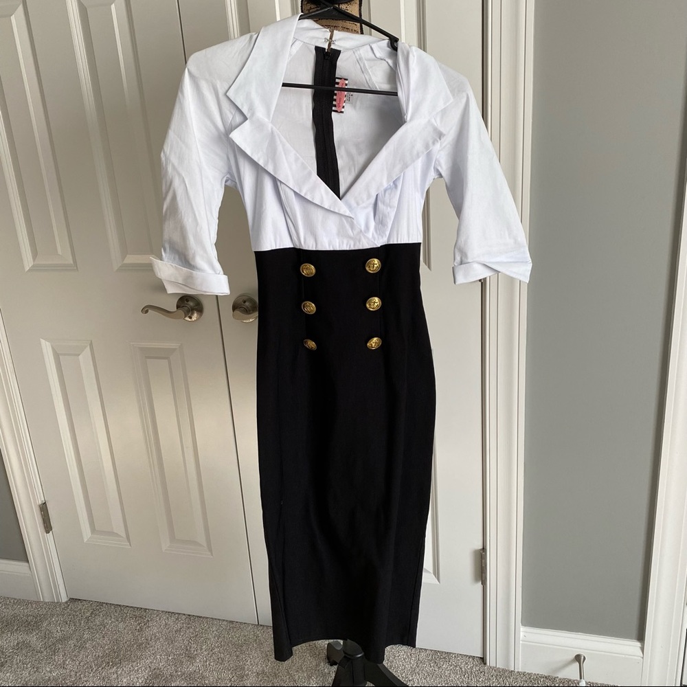 Pinup Girl Clothing Nautical Black Wiggle Dress